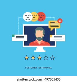 Concept illustration of customer testimonials, business, vote and feedback, reviews and support, rating and liked. Technology and methods of voting. Editable Stroke. Vector illustration.