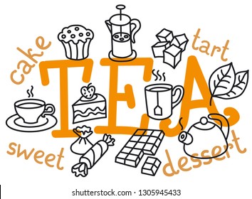 concept illustration of dessert and tea icon