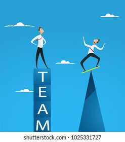 Concept illustration of difference between a success and failure business. Business risk and efficiency in business . Vector