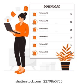 Concept illustration of downloading file