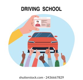 Concept illustration of driving school. Vector illustration.