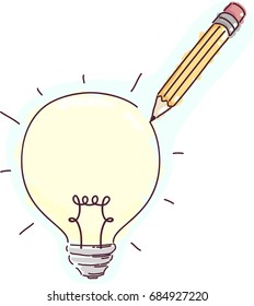 Concept Illustration Featuring a Pencil Drawing on the Surface of a Light Bulb