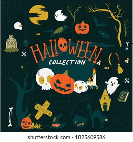 Concept illustration with flat vector design theme halloween package