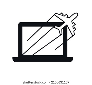 Concept Illustration Flug. Webpage Design Modernes flaches Design Konzept. Online-Ticketkauf.
