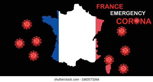 Concept illustration France lockdown with maps, flag and lock symbol