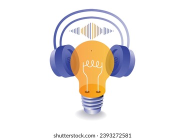 Concept illustration of a headset with sound concept illustration