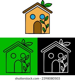 concept illustration of a home environment with plants that can be used for icons, logos or symbols in a flat design style