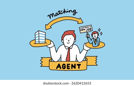 Ilustração de conceito de negócios de introdução de recursos humanos. Empresário que consulta um consultor de carreira sobre a mudança de empregos