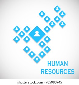 concept illustration of human resources management . Joint labor. Corporation. Control. Vector illustration. Eps 10.