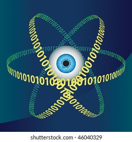 Ilustración conceptual de la visión humana, la ciencia y la programación