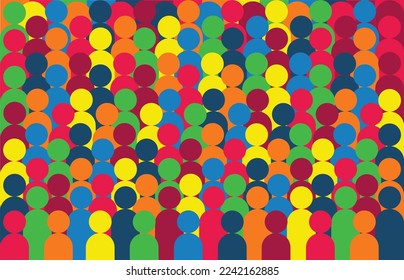 Concept illustration of inclusive and diverse crowd of people standing together