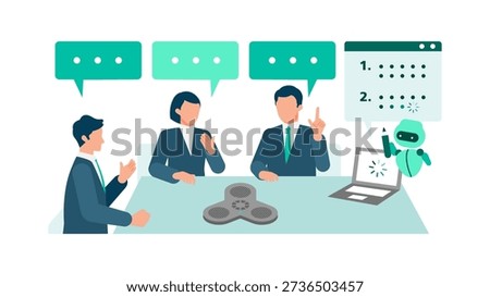 Concept illustration of an innovative speech recognition device that solves meeting transcription challenges, highlighting business innovation, automation, and future digital workflows