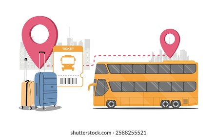 Concept illustration of intercity bus transportation. Vector illustration.