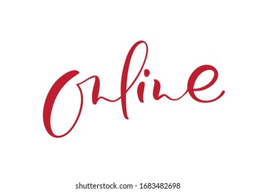Ilustración conceptual del uso de Internet. Logo de la palabra caligrafía vectorial en línea. Esto representa el concepto de redes de sitios web en línea, negocios, educación, marketing.