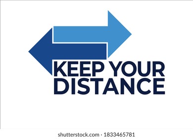 Concept illustration "Keep your distance" with blue arrows