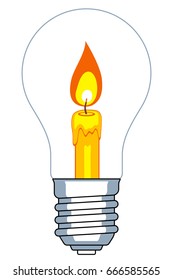 Concept illustration of the light bulb and candle