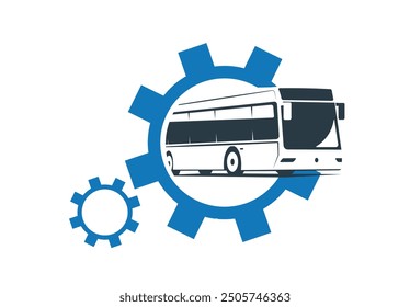 Concept illustration of a logo bus repair service. Vector illustration.