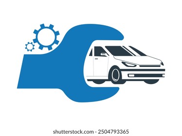 Concept illustration of a logo car repair service. Vector illustration.