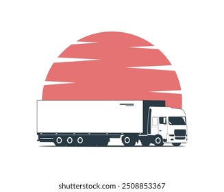 Ilustración de concepto de un logotipo con un camión. Ilustración vectorial.