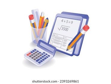 Concept illustration of mathematical calculations for school education