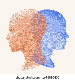 Concept illustration for Mental Health subject: psychological and psychiatric diseases, depression, bipolar and other Personality disorders.