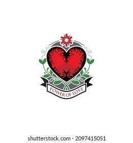 The concept illustration of a modified heart engraved on the edge with charming colors symbolizes love. suitable for printing into t-shirts or greeting cards and can also be used for your company