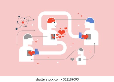 Concept illustration of one human share love to other people