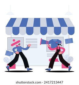 The concept illustration for online business and digital marketing