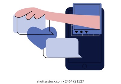 concept illustration of online conversation on social media