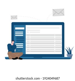 concept illustration of opening and replying to a work email.