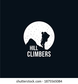 Concept illustration of people climbing mountains for logos 