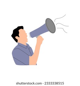 concept illustration of person using toa loudspeaker