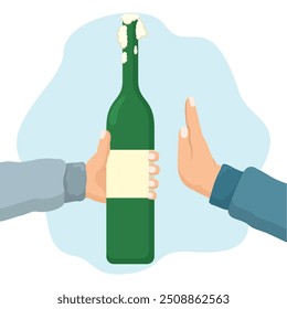 Konzept Illustration der Ablehnung von Bier oder alkoholischen Getränken, flachen Stil Vektorgrafik.