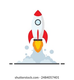 concept illustration of a rocket launching, flat style vector illustration