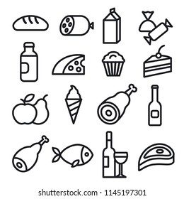 concept illustration of set food grocery icons