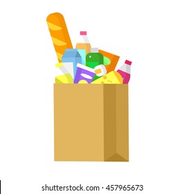 Concept illustration for Shop, supermarket. Vector package with meal. Healthy eating and eco food