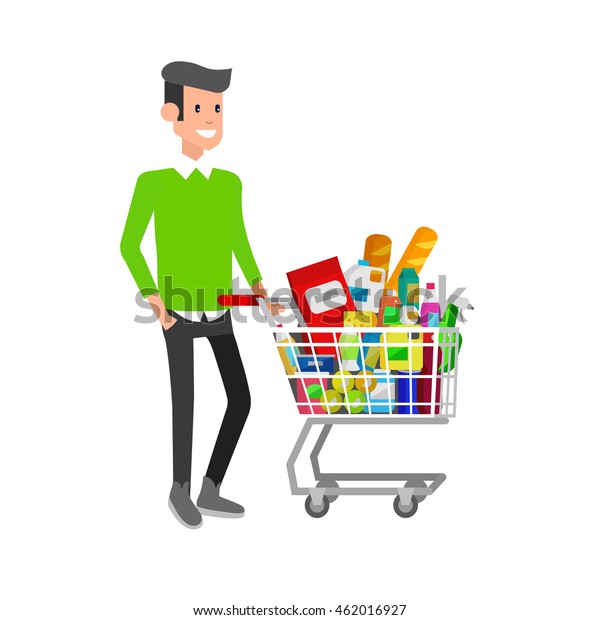 Concept Illustration Shop Vector Character Man Stock Vector (Royalty ...