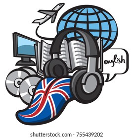 concept illustration of study english language course