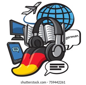 concept illustration of study and learning german language course