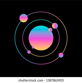 Concept illustration of subatomic particles. Science nanotechnology minimal vector illustration.