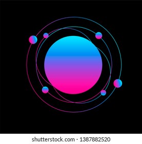 Concept illustration of subatomic particles. Science nanotechnology minimal vector illustration.