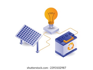 Concept illustration of a symbol for storing energy from a solar panel battery