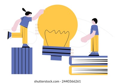 The concept illustration of the team brainstorming ideas