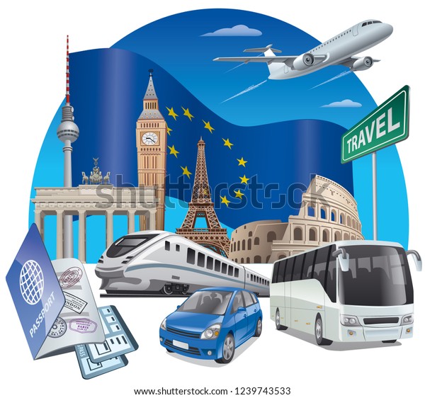 concept\
illustration of transport travel in\
europe
