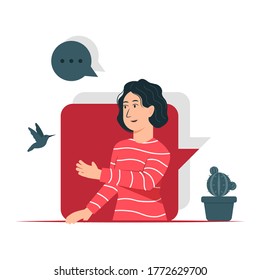 Concept illustration vector graphic design of a women having conversation. filled style flat design. Vector Design Elements. Great for your business, web, mobile app, ect.