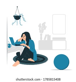 Concept illustration vector graphic design of a women doing work from home. filled style flat design. Vector Design Elements. Great for your business, web, mobile app, ect.