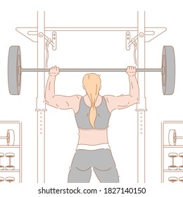 Concept illustration vector graphic design of woman doing exercise, workout, and fitness. hand drawn character doing weight lifting