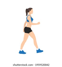 Concept illustration vector graphic design of a woman walking for cardio training. Vector design