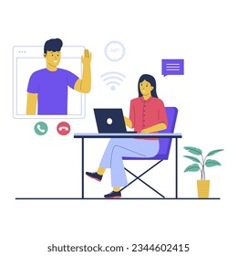 Concept illustration of virtual assistance technology. Flat vector illustration isolated on white background