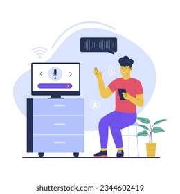 Concept illustration of voice assistance technology. Flat vector illustration isolated on white background